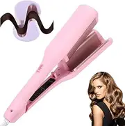 French Wave Curling Iron, Romantic French Egg Roll Curling Iron, Romantic French Egg Curling Iron, French Egg Roll Curling Iron, V-Shape Ceramic Big Waves Hair Crimper (Pink)