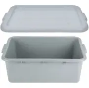 6 PACK 20" x 15" x 7" Gray Storage PlasticDish Restaurant Food Bus Tub w/ Lid