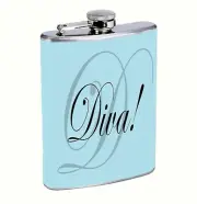 Diva Flask 8oz Stainless Steel Hip Drinking Whiskey Mcbling