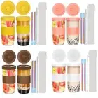 2 Pack 710ml Cup For Milkshake Smoothie Bubble Boba Tea Bottle With Lids Straws