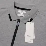 Brax NWT Percy 1/4 Zip Short Sleeve Polo Shirt Size M in Gray Cotton Blend