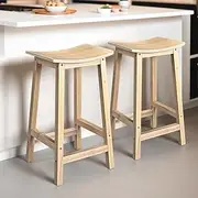 Furb Natural Wooden Bar Stools, Kitchen Island Stools Set of 2, Counter Stools