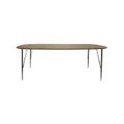 2 Scandinavian Wooden Dining Table Large 220cm - Metal Legs - Walnut Satin