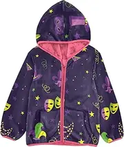 [GuoChe] Sherpa Lined Toddler Hoodie Mardi Gras Carnival Fat Tuesday Purple Toddler Boy Jacket pink Girls Zip Up Hoodie 3T