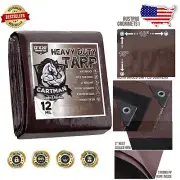 Solid 12 Mil Heavy Duty Polyethylene Tarp 12x20 Feet - Reinforced & Lightweight