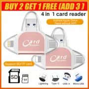 Universal Multi[Port 4 in1 SD TF Card Reader,USB C SD TF Memory Card Reader-NEW