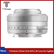 Silver TTArtisan 27mm F2.8 AF APS-C Auto Focus Lens for Fujifilm X mount Cameras