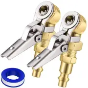 2-Pack Closed Ball Tire Chuck with Clip 1/4" FNPT Locking Air Chuck Tire Infl...