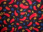 "SALSA PICANTE"ROBERT KAUFMAN RED HOT CHILI PEP ERS COTTON FABRIC 1 5/8YD