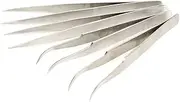 Fdit 4PCS Stainless Steel Straight & Curves Tweezer Tips Set, Sewing Machine Accessory Stainless Steel Tweezer with 45° Bend Tip for Narrow Place Use