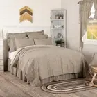 VHC BRANDS Quilt Coverlet King-Size Cotton Ticking Stripe Dark Creme, Coal Black