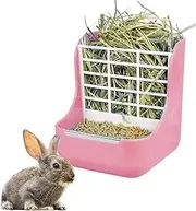 6.9 x 5.9 x 4.84inches Rabbit Hay Food Bin Feeder with Quick Locks for Pet Rabbits, Chinchillas, Guinea Pigs and Other Small Animals(Large, Pink)