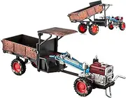 Tractor Scale Model - Alloy Farming Toy, Miniature Vehicle, Collectible Retro | Realistic Construction Toy Includes Lights, Detailed Decoration Piece Enhances Shelf Display for Collection