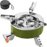 Camp Stove, Camping Cooking Stove Single Cooker, 6800W Burner Precise Heat Control, Foldable Cooker with Storage Bag for Tailgating Backpacking BBQ Hiking