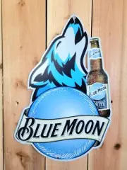 Rare Blue Moon Beer Advertising Metal Sign Bar Man Cave Garage 16"× 11"