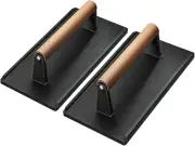 Cast Iron Grill Press-2Pcs, Heavy Duty Bacon/Burger/Griddle/Chef Press with Wood