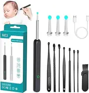 Ear Wax Removal, Ear Cleaner with Camera, Earwax Removal kit with 8 Ear Pick, Ear Cleaning Kit, 1296p HD Ear Camera for iOS & Android (Black)