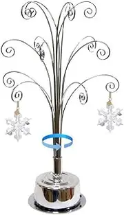 [HOHIYA] Ornament Display Tree Stand Metal for Swarovski Christmas Ornament 2025 Snowflake Crystal Ball Angel 16.75 Iinch Chrome