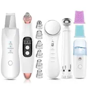 Ultrasonic Skin Scrubber+Blackhead Remover Electric Pore Cleaner+Nano spray Face Steamer+facial massager instrument+Eye beauty 5pcs SET1