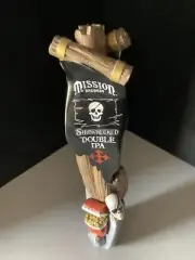 Rare Mission Brewery Shipwrecked Double Ipa Beer Tap Handle Bar Lot Skull