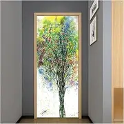 Door Stickers Vintage Oil Painting Self-Adhesive Wallpaper Starry Night Door Sticker Porch Living Room Art Mural Interior (Color : P, Size : 95x215cm)