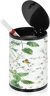Car Ashtrays For Cigarettes Rustic Mint Butterflies White Outside Cigarette Butt Container Covered Ash Tray Car Cup Holder Travel Home Office