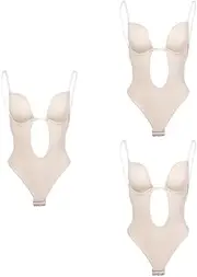 [WRITWAA] Slimming Shaper Bodysuit Bralette Open Back Bodysuit Tummy Control Underwear Backless Bodysuit for Women Lace Bustier Backless Bra