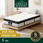 Giselle Bedding 31cm Mattress Euro Top Bed Pocket Spring Medium Firm Single
