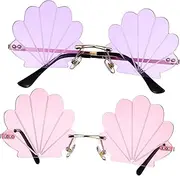 [SUPVOX] Elegant Gold Frame Shell Glasses Photo Booth Sunglasses Fashionable Decor for Party