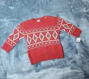 Wonder Kids Boys Thick Red Nordic Sweater 18 Months NEW