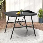 Livsip Outdoor Table with Glass Top Outdoor Furniture Garden Patio Table