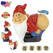 Large Mooning Gnome Statue - Unique 12" Garden Ornament for Humor and Charm