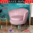 Artiss Armchair Lounge Accent Chair Retro Single Shell Back Velvet Sofa Pink New