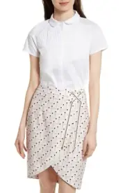 Ted Baker Womens Colour by Numbers Primi Pintuck Blouse Shirt White Size 2 AU 10