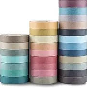 Yubbaex Natural Color Washi Tape Set, 28 Rolls Decorative Tape for DIY Crafts, Bullet Journals, Planners, Scrapbooking, Wrapping (Muti-Color)