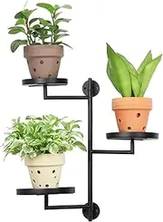 3-Tier Metal Plant Stand for Indoor and Outdoor, High Corner Pot Stand, Display Shelves for Patio, Living Room, Balcony, Office, Stepped Plant Table (Black)