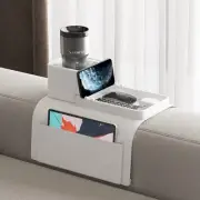 Couch Cup Holder Tray, Silicone Anti-Slip Sofa Armrest Tray with Side Pockets...