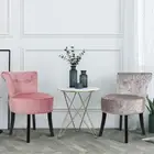 Soft Velvet Button Vanity Make Up Stool Widen Dressing Table Chair Backrest Seat