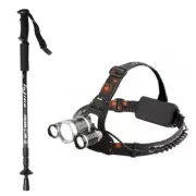 XM-L 3T6 Rechargeable CREE Headlamp & Light Weight Adjustable Trekking Poles Set