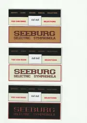 SEEBURG CONCERT MASTER COLONEL ECT COIN / SELECTION NAME PLASTIC