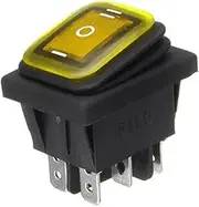 CZKE ON-Off-ON 6 Pins 16A 20A 125V 250V AC Car Boat Led Light Rocker Toggle Switch Latching Waterproof Three Positions(Yellow)