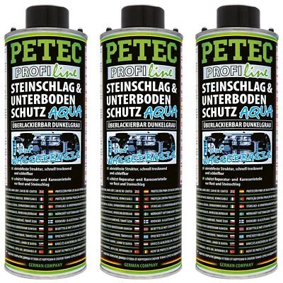 Petec 3x Steinschlag- & Underbody Coating Water Based Dark Grey 1L