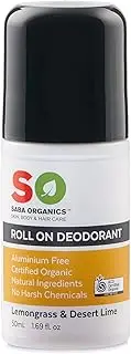 Saba Organics Organic Roll On Deodorant, Lemongrass & Desert Lime, Lemongrass & Desert Lime,