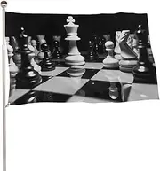 Black And White Chess Flag 35x59 in Double Sided Printed Garden Flag Decorative Banner No Fade Yard Flag with Brass Grommets Hanging Photo Backdrop for Indoor Outdoor Party Home Decor