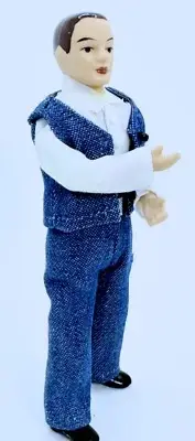Dollhouse Miniature Porcelain Poseable Modern Male Doll 1:12 Scale