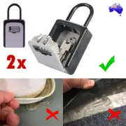 2x 4 Digit Safe Key Storage Box Home Car Outdoor Secure Lock Combination Padlock