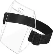 Weforu Identity Arm Band for Work/Gym/Exercise, ID Arm Badge Holder Card Holder Armband with Adjustable Elastic Strap Band for Work Pass, Transparent (Adjustable Strap)