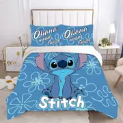 a1736 Stitch Bedding Duvet Cover, Anime Bedding Sets, 3D Printed Lightweight 3 Pieces Comforter Cover Sets with 1 Duvet Cover and 2 Pillow Pillowcases