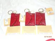 Patricia Nash Isabela Leather Card Holder w/ Key Chains - BERRY RED