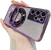 [BOqarI] Gradient Electroplating Glitter Phone Case, Hidden Finger Ring Holder, Horizontal or Vertical, for Samsung Galaxy S24 S23 S22 S21 S10 Ultra Plus FE Phone Case (Purple,S24 Plus)